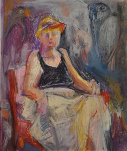 self-portrait with friends, hot July,pastel 12x9 inches 2015