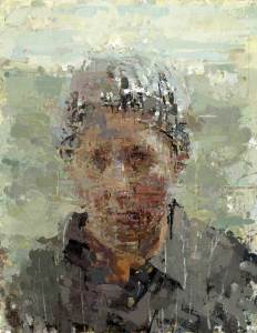 Portrait with Grid, 2014 oil on masonite 14 x 11 inches