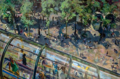 Escalator, 72 X 108 inches acrylic on canvas 2013
