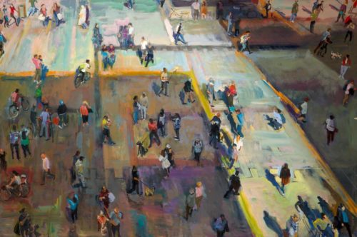 Munich Crowd, 72 X 108 inches, acrylic on canvas