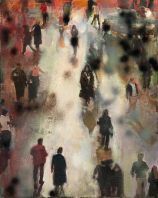 Station Walkers, 30 X 24 inches acrylic on canvas