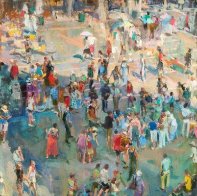 Figures in Shadow, 32 X 36 inches, oil on linen
