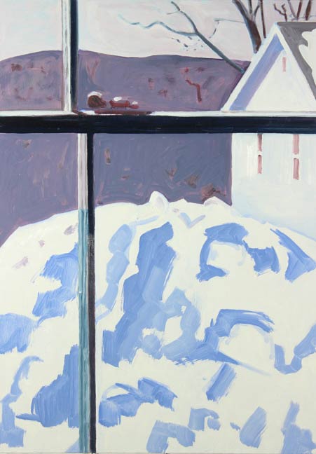 PORCH ROOF SNOW PILE 2014 oil on masonite 20 x 14 inches