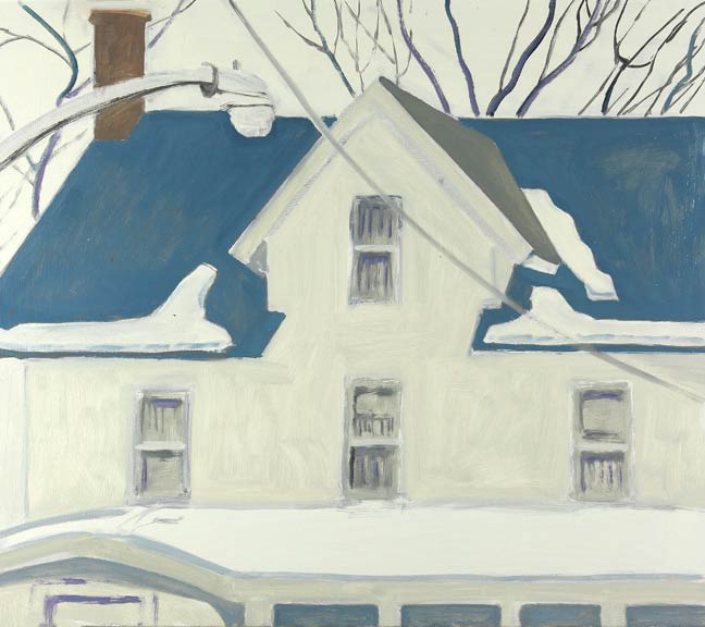 PORCH ROOF SNOW PILE 2014 oil on masonite 20 x 14 inches