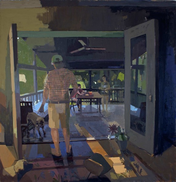 Father, Dogs, Daughters, 62x60 in o/c 2007