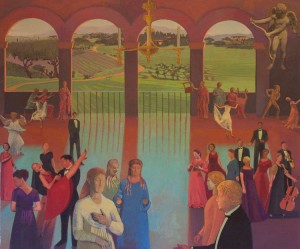 The Fancy Dress Ball, 2007, 40x48", mixed media/oil on panel (Il Gattopardo by Giuseppe Tomasi di Lampedusa)