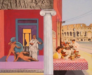 Trattoria, 2006, 10x12", mixed media/matte acrylic on panel